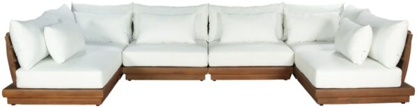 Mirella 149.75" Water Resistant Fabric Upholstered 6pc. Outdoor Patio Modular Sectional
