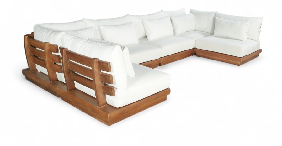 Mirella 149.75" Water Resistant Fabric Upholstered 6pc. Outdoor Patio Modular Sectional