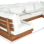 Mirella 149.75" Water Resistant Fabric Upholstered 6pc. Outdoor Patio Modular Sectional