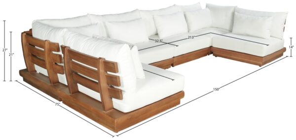 Mirella 149.75" Water Resistant Fabric Upholstered 6pc. Outdoor Patio Modular Sectional