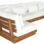 Mirella 149.75" Water Resistant Fabric Upholstered 6pc. Outdoor Patio Modular Sectional