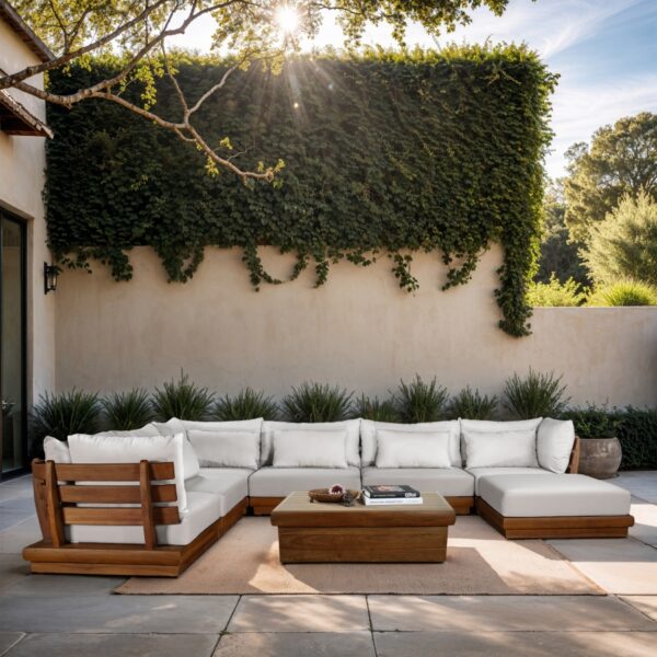 Mirella 149.75" Water Resistant Fabric Upholstered 7pc. Outdoor Patio Modular Sectional