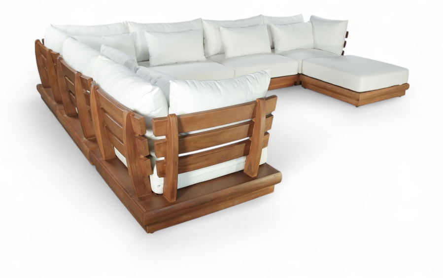 Mirella 149.75" Water Resistant Fabric Upholstered 7pc. Outdoor Patio Modular Sectional