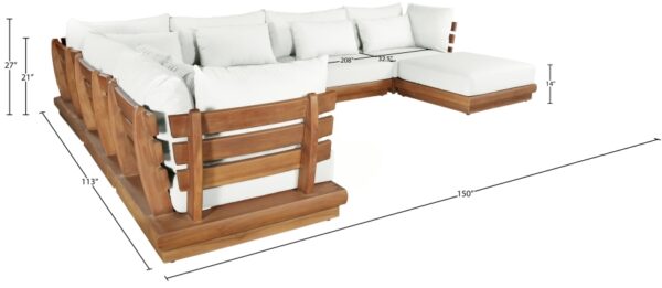 Mirella 149.75" Water Resistant Fabric Upholstered 7pc. Outdoor Patio Modular Sectional