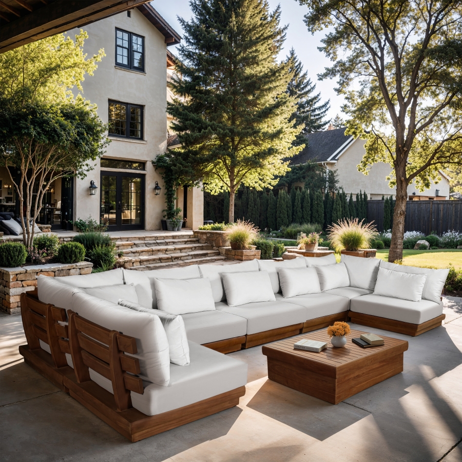 Mirella 186.75" Water Resistant Fabric Upholstered 7pc. Outdoor Patio Modular Sectional