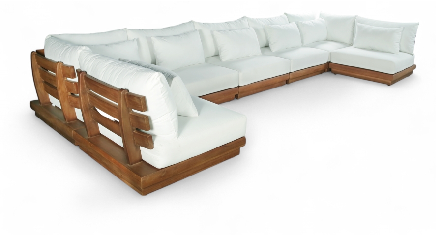 Mirella 186.75" Water Resistant Fabric Upholstered 7pc. Outdoor Patio Modular Sectional