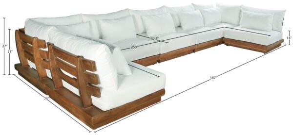 Mirella 186.75" Water Resistant Fabric Upholstered 7pc. Outdoor Patio Modular Sectional