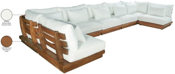 Mirella 186.75" Water Resistant Fabric Upholstered 7pc. Outdoor Patio Modular Sectional