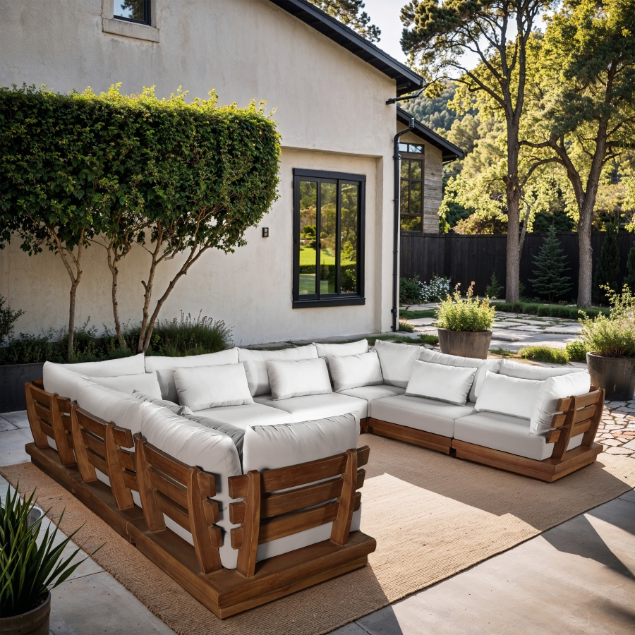Mirella 149.75" Water Resistant Fabric Upholstered 8pc. Outdoor Patio Modular Sectional