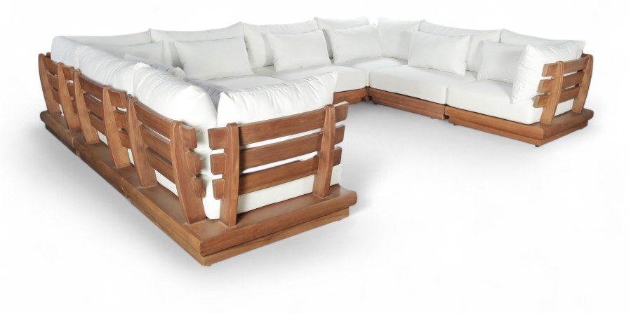 Mirella 149.75" Water Resistant Fabric Upholstered 8pc. Outdoor Patio Modular Sectional