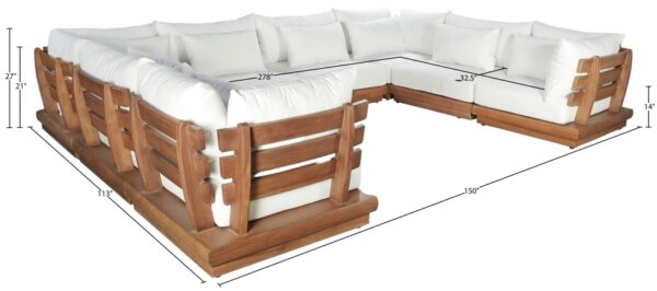Mirella 149.75" Water Resistant Fabric Upholstered 8pc. Outdoor Patio Modular Sectional