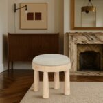 Larea Linen Textured Fabric Upholstered Ottoman