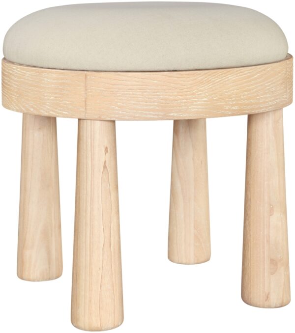 Larea Linen Textured Fabric Upholstered Ottoman