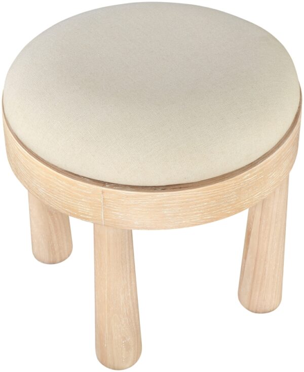 Larea Linen Textured Fabric Upholstered Ottoman