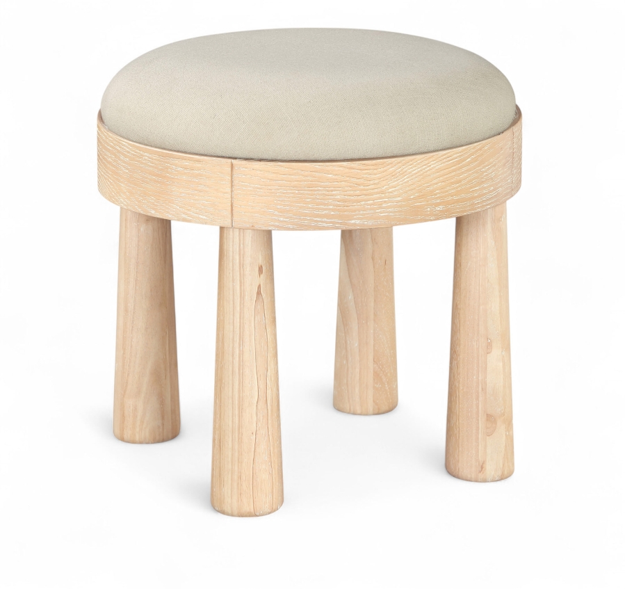 Larea Linen Textured Fabric Upholstered Ottoman