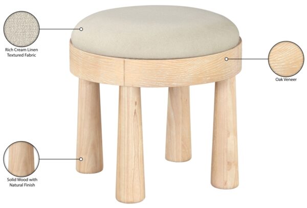 Larea Linen Textured Fabric Upholstered Ottoman