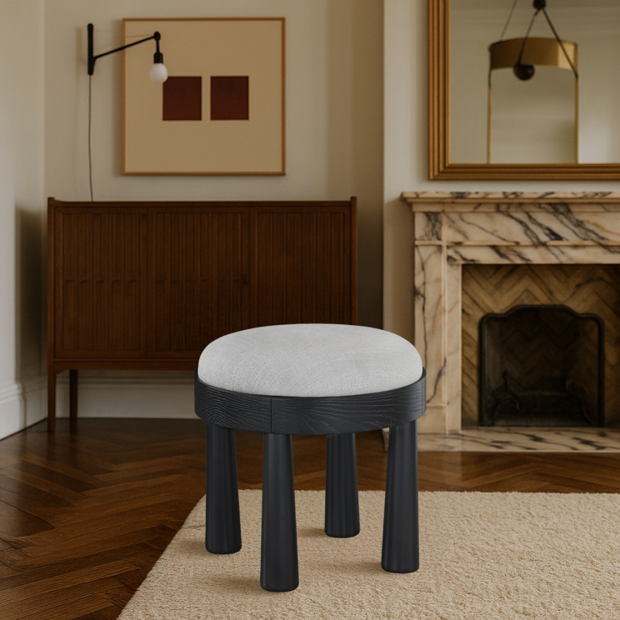 Larea Linen Textured Fabric Upholstered Ottoman