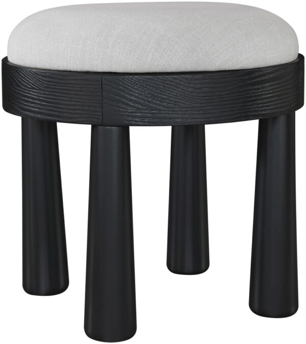 Larea Linen Textured Fabric Upholstered Ottoman
