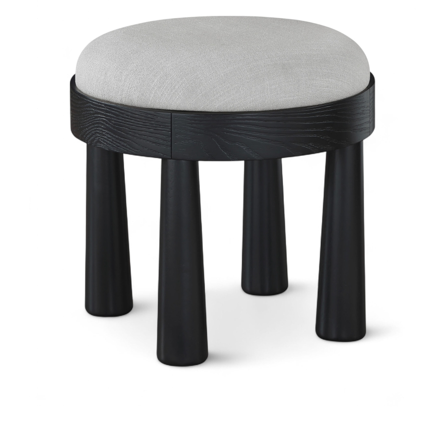 Larea Linen Textured Fabric Upholstered Ottoman