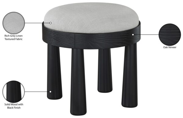 Larea Linen Textured Fabric Upholstered Ottoman