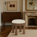 Larea Linen Textured Fabric Upholstered Ottoman