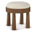 Larea Linen Textured Fabric Upholstered Ottoman