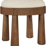Larea Linen Textured Fabric Upholstered Ottoman