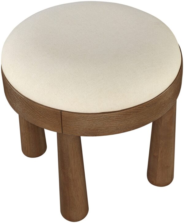 Larea Linen Textured Fabric Upholstered Ottoman