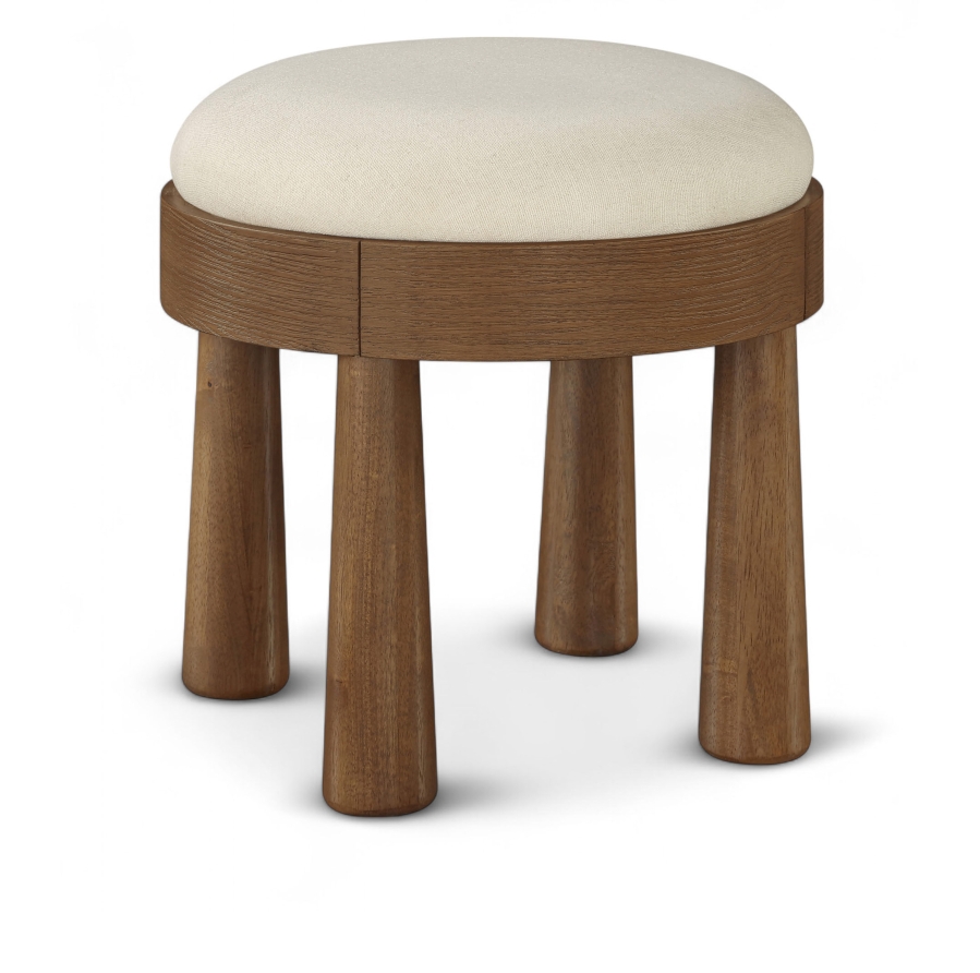 Larea Linen Textured Fabric Upholstered Ottoman