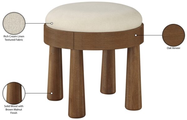 Larea Linen Textured Fabric Upholstered Ottoman