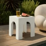 Renza Concrete And Fiberglass Indoor / Outdoor Patio End Table / Side Table