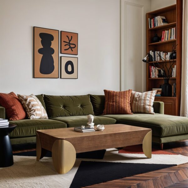 Cazari Oak Wood And Iron Coffee Table