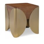 Cazari Oak Wood And Iron End / Side Table