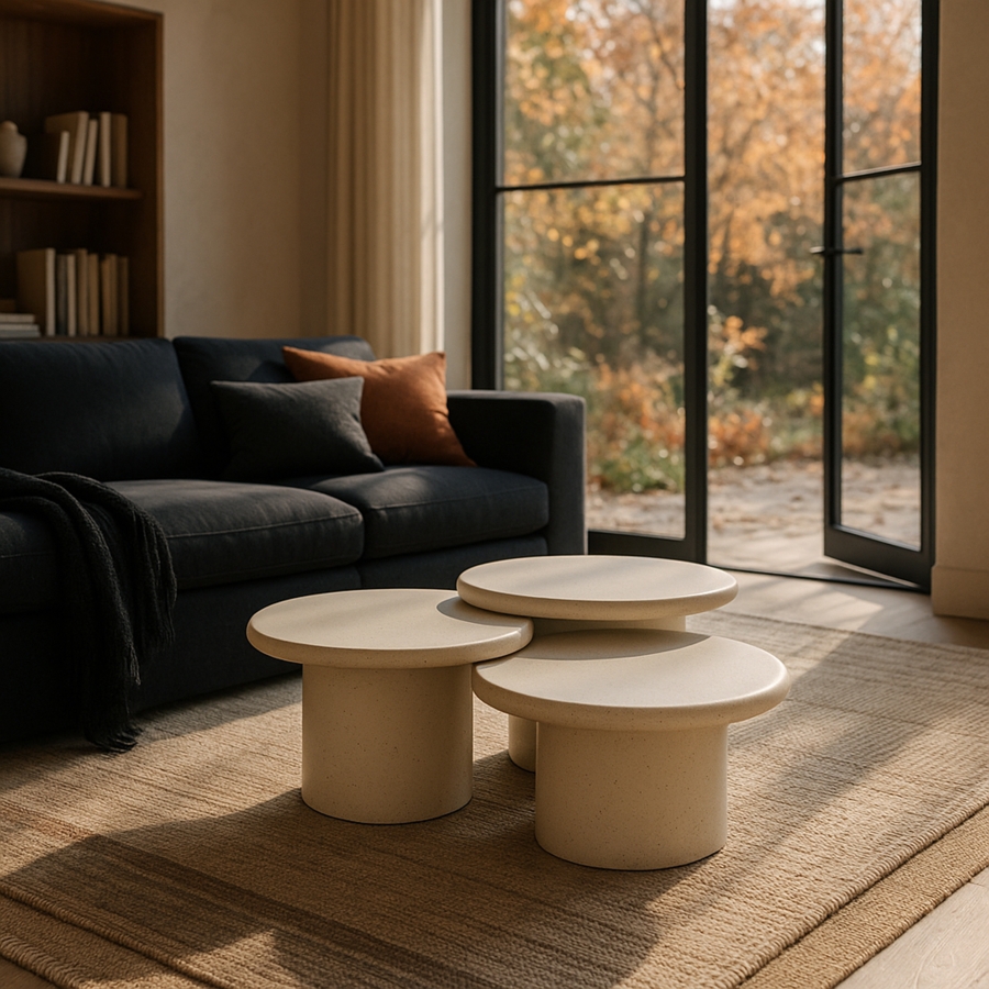Emara Concrete And Fiberglass 3-pc Coffee Table