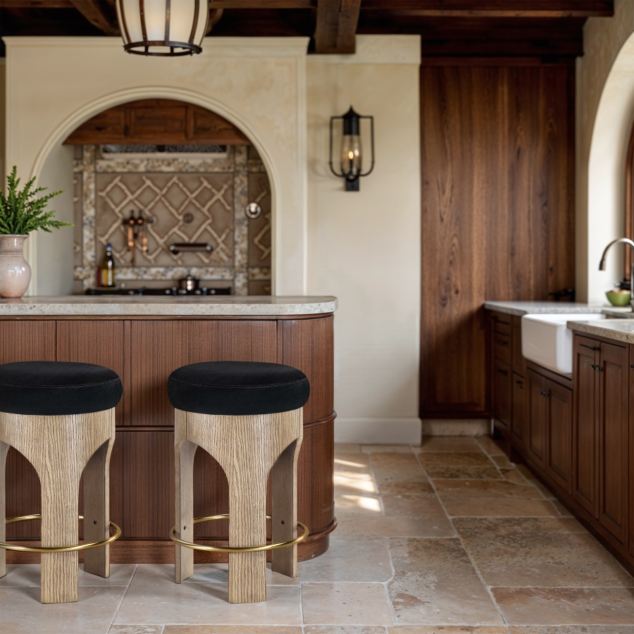 Bocceli Velvet Upholstered Counter Stool