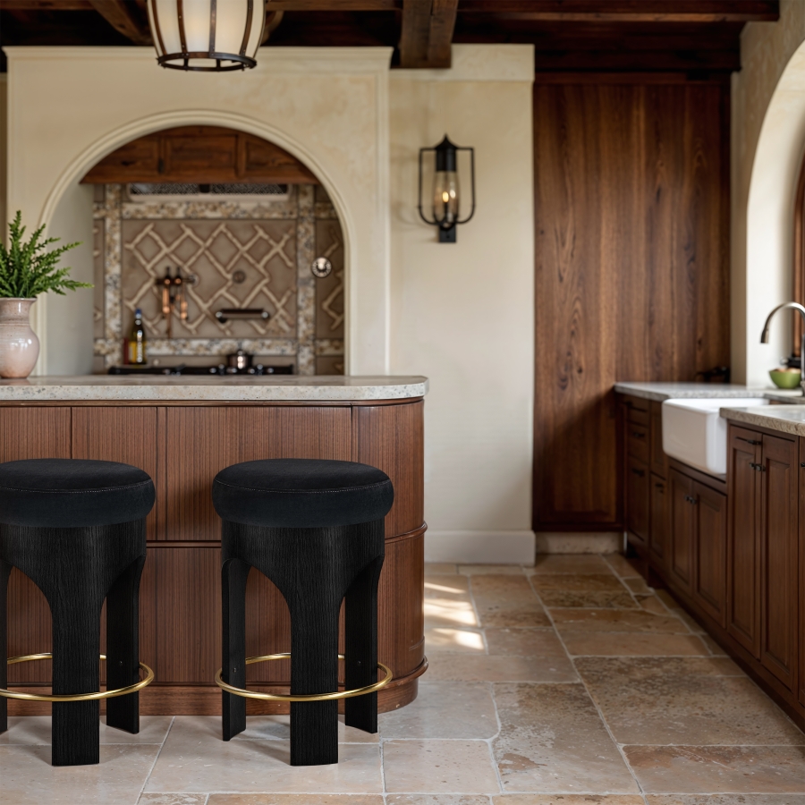 Bocceli Velvet Upholstered Counter Stool
