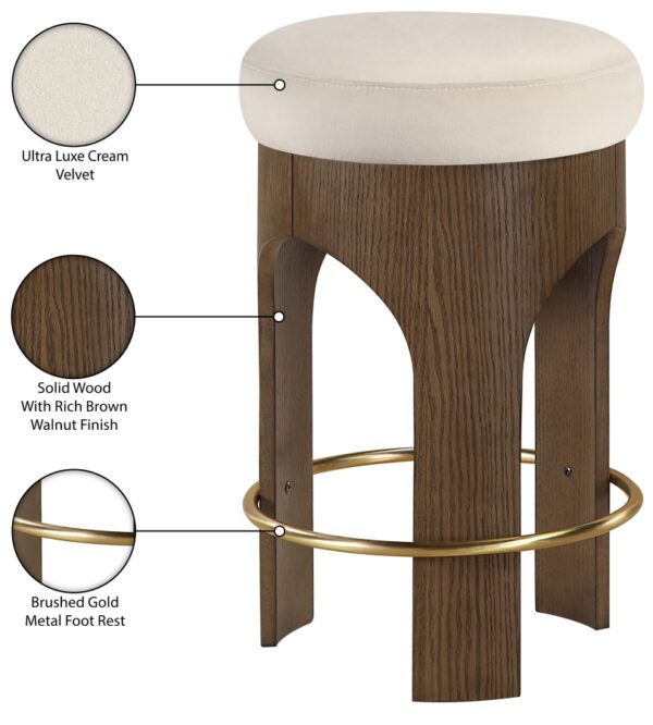 Bocceli Velvet Upholstered Counter Stool