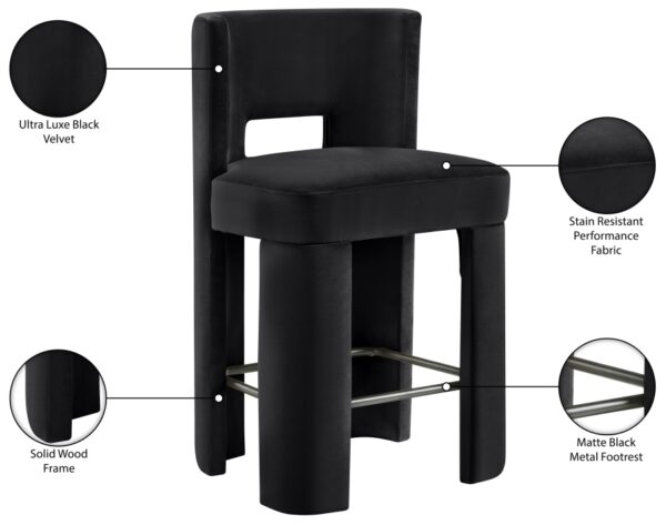 Zuno Velvet Performace Fabric Upholstered Counter Stool