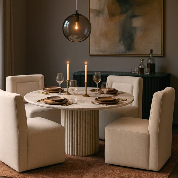 Duvina Chenille Performance Fabric Upholstered Dining Chair