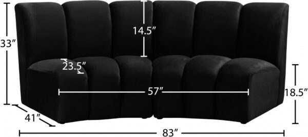 Infinity 83" Velvet Upholstered 2pc. Modular Sectional