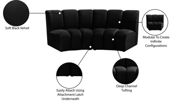 Infinity 83" Velvet Upholstered 2pc. Modular Sectional