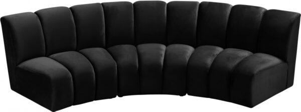 Infinity 119" Velvet Upholstered 3pc. Modular Sectional