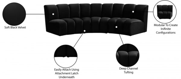Infinity 119" Velvet Upholstered 3pc. Modular Sectional