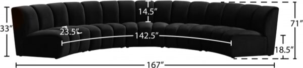 Infinity 167" Velvet Upholstered 5pc. Modular Sectional