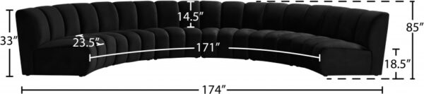 Infinity 176" Velvet Upholstered 6pc. Modular Sectional