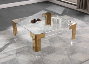 Casper Square Glass Top, Acrylic And Metal Base Coffee Table