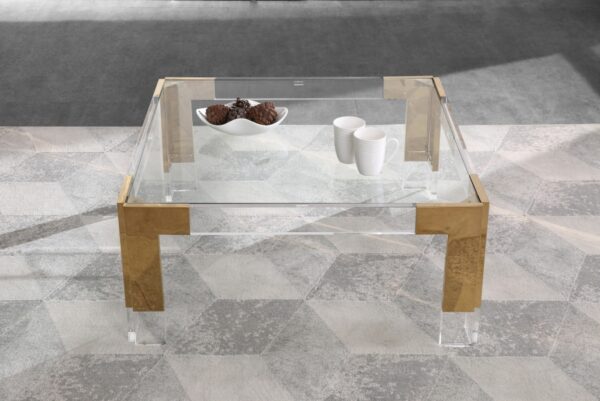 Casper Square Glass Top, Acrylic And Metal Base Coffee Table