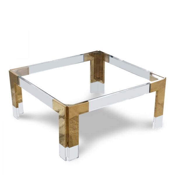 Casper Square Glass Top, Acrylic And Metal Base Coffee Table