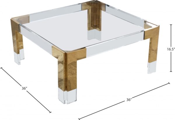 Casper Square Glass Top, Acrylic And Metal Base Coffee Table