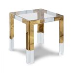 Casper Glass Top, Acrylic And Metal Base End / Side Table